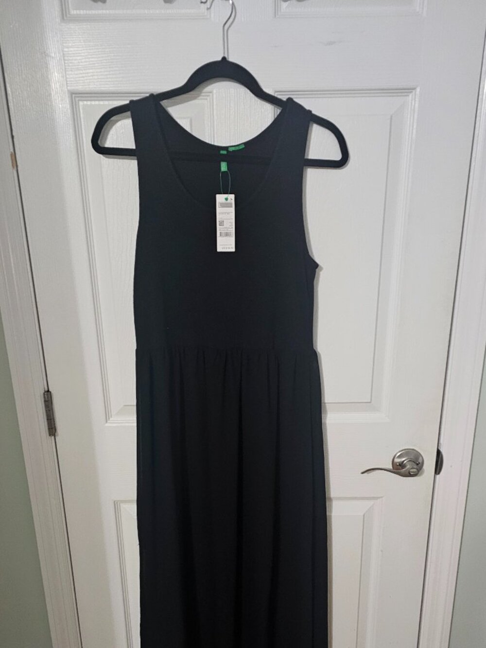 NWT United Colors of Benetton Black Sleeveless Maxi Dress Size L Tank Casual NWT